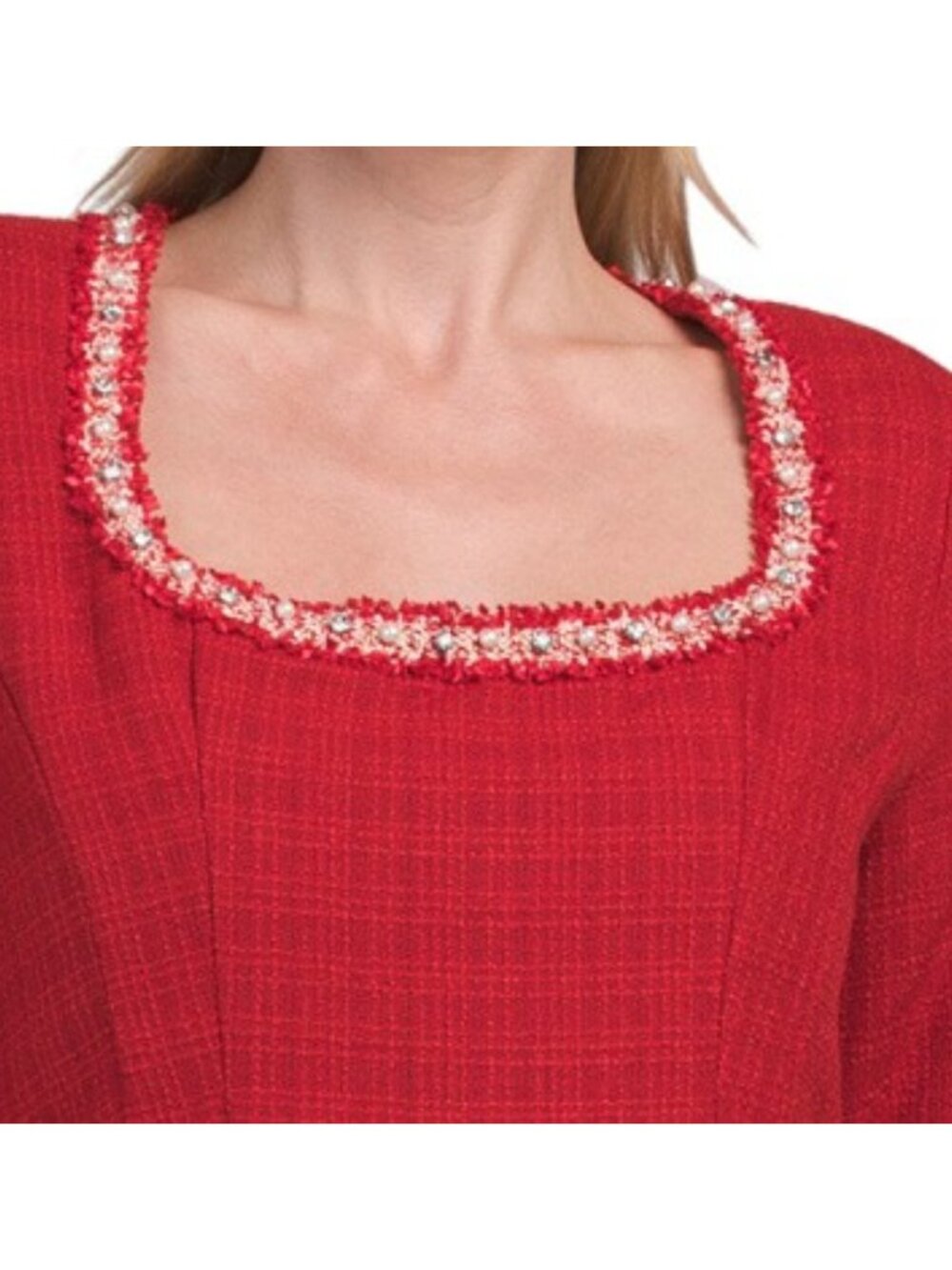 TAHARI ASL Boucle Square Neck Mini Dress - Picture 3 of 4